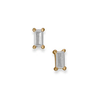 Thumbnail for 14 Karat Gold Plated Clear Baguette CZ Earrings