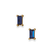 Thumbnail for 14 Karat Gold Plated Blue Baguette CZ Earrings