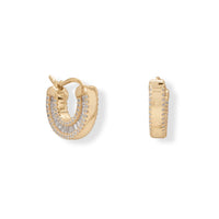 Thumbnail for 14 Karat Gold Plated Baguette CZ Click Hoop Earrings