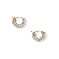 Thumbnail for 14 Karat Gold Plated Baguette CZ Click Hoop Earrings