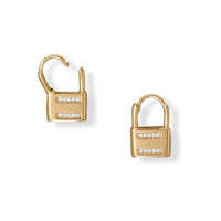 Thumbnail for 14 Karat Gold Plated CZ Lock Earrings