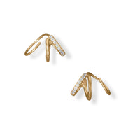 Thumbnail for 14 Karat Gold Plated CZ Hoop Earrings
