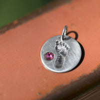 Thumbnail for Footprint Charm with Pink Crystal