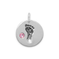 Thumbnail for Footprint Charm with Pink Crystal