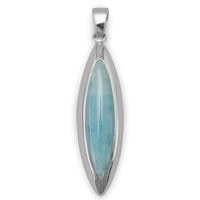 Thumbnail for Rhodium Plated Marquise Larimar Pendant