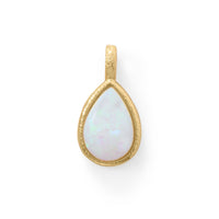 Thumbnail for 14 Karat Gold Plated Textured Pear Pendant with Synthetic Opal
