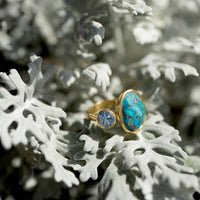 Thumbnail for 14 Karat Gold Plated Ring with Blue Topaz and Turquoise