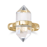 Thumbnail for 14 Karat Gold Plated Spike Pencil Cut Clear Quartz Ring