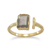 Thumbnail for 14 Karat Gold Plated Rectangular Labradorite Ring