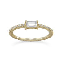 Thumbnail for 14 Karat Gold Plated Rectangle CZ Ring