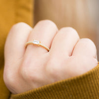 Thumbnail for 14 Karat Gold Plated Rectangle CZ Ring