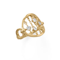 Thumbnail for 14 Karat Gold Plate Chain with CZ's Ring
