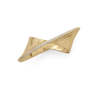 Thumbnail for 14 Karat Gold Plated Diagonal CZ Ribbon Ring