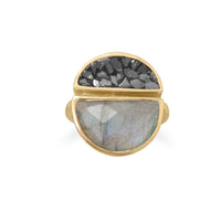 Thumbnail for 14 Karat Gold Plated Labradorite and Diamond Chips Ring