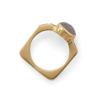Thumbnail for 14 Karat Gold Plated Grey Moonstone and Diamond Chips Ring