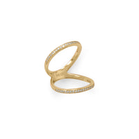 Thumbnail for 14 Karat Gold Plated CZ Double Band Knuckle Ring