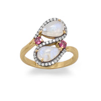 Thumbnail for 14 Karat Gold Plated and Black Rhodium Plated Multi Stone Ring