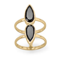 Thumbnail for 14 Karat Gold Plated Double Pear Onyx Ring