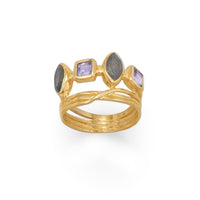 Thumbnail for 14 Karat Gold Plated Labradorite and Glass Ring