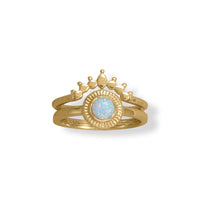 Thumbnail for 14 Karat Gold Plated Round Synthetic Opal Ring