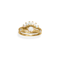 Thumbnail for 14 Karat Gold Plated Synthetic Opal and CZ Ring