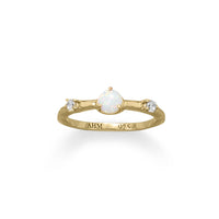 Thumbnail for 14 Karat Gold Plated Synthetic Opal and CZ Ring