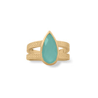 Thumbnail for 14 Karat Gold Plated Aqua Hydro Glass Ring