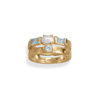 Thumbnail for 14 Karat Gold Plated Cultured Freshwater Pearl and Blue Topaz Ring