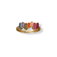 Thumbnail for 14 Karat Gold Plated Rainbow Baguette CZ Ring