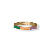 Thumbnail for 14 Karat Gold Plated Rainbow Enamel Flat Edge Ring
