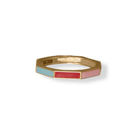 Thumbnail for 14 Karat Gold Plated Rainbow Enamel Flat Edge Ring