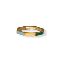 Thumbnail for 14 Karat Gold Plated Rainbow Enamel Flat Edge Ring