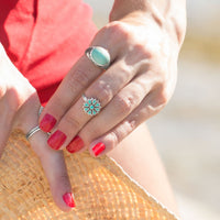 Thumbnail for Reconstituted Turquoise Flower Ring