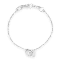 Thumbnail for .12 Ct Rhodium Interlocked Hearts Bracelet with CZ Accents