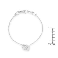Thumbnail for .12 Ct Rhodium Interlocked Hearts Bracelet with CZ Accents
