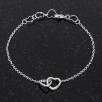 Thumbnail for .12 Ct Rhodium Interlocked Hearts Bracelet with CZ Accents