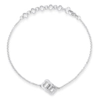 Thumbnail for .1 Ct Rhodium Bracelet with Interlocking Floral Links