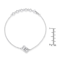 Thumbnail for .1 Ct Rhodium Bracelet with Interlocking Floral Links