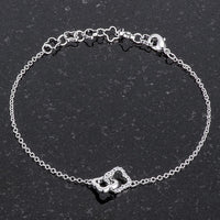 Thumbnail for .1 Ct Rhodium Bracelet with Interlocking Floral Links