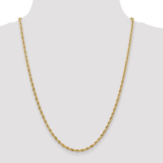 14-Karat 3.0mm Semi-Solid Rope Chain - 24"