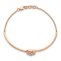 Thumbnail for 14-karat Rose Gold Polished Diamond Love Knot 7in w/.5in ext Bracelet
