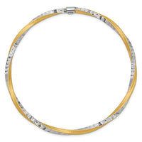 Thumbnail for 14-karat and White Rhodium 3mm Satin Diamond-cut Twist Slip-on Bangle