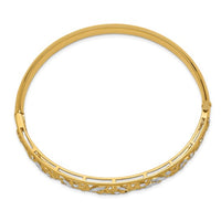 Thumbnail for 14-Karat w/White Rhodium Diamond-cut Graduated Hinged Bangle Bracelet