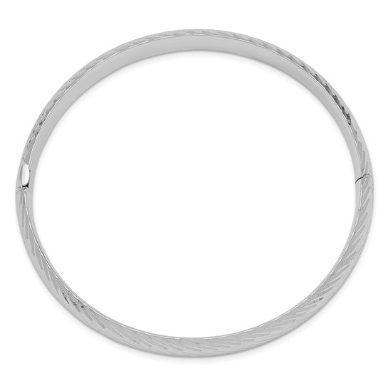 14-karat White Gold 5/16 Textured Hinged Bangle