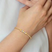Thumbnail for 14-Karat & White Rhodium Polished D/C Hearts Slip On Bangle