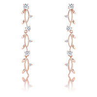 Thumbnail for 1.1Ct Vine Design Rose Gold Plated Earrings