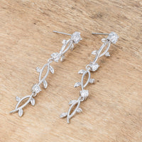 Thumbnail for 1.1Ct Vine Design Rhodium Earrings