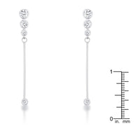 Thumbnail for 1.2Ct Graduated Rhodium Plated Drop Cubic Zirconia Earrings.