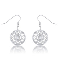Thumbnail for .95 Ct Interlocking Circle Rhodium and CZ Earrings
