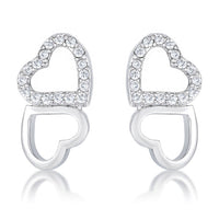 Thumbnail for .17 Ct Melded Hearts Rhodium and CZ Stud Earrings